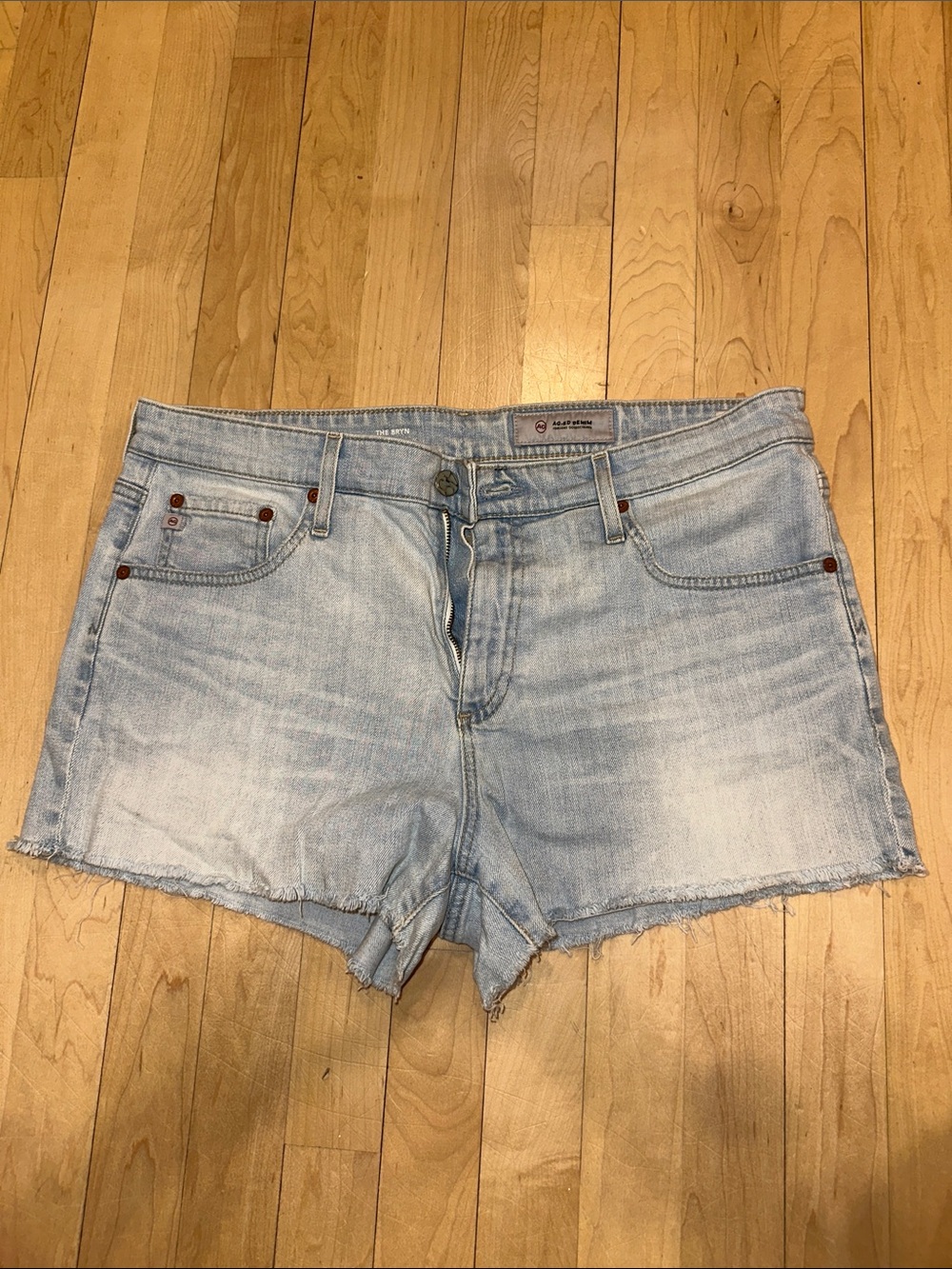 Ag Adriano Goldschmied Light Wash Denim Cutoff Shorts